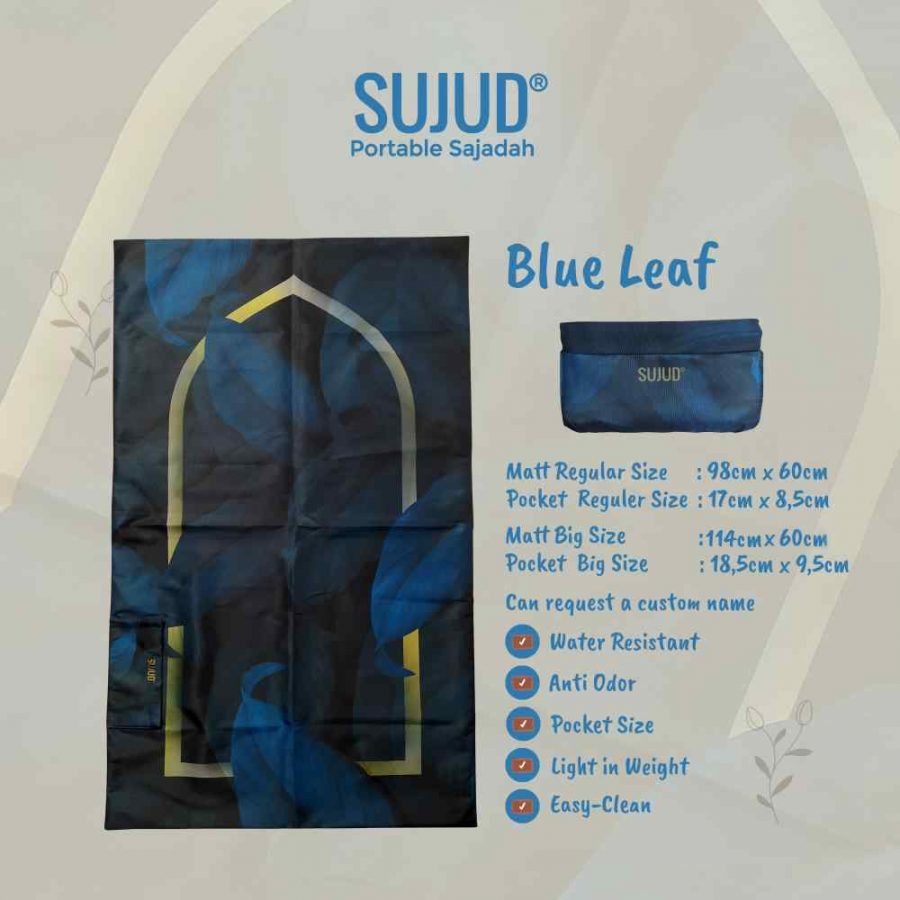 poket sejadah blue leaf